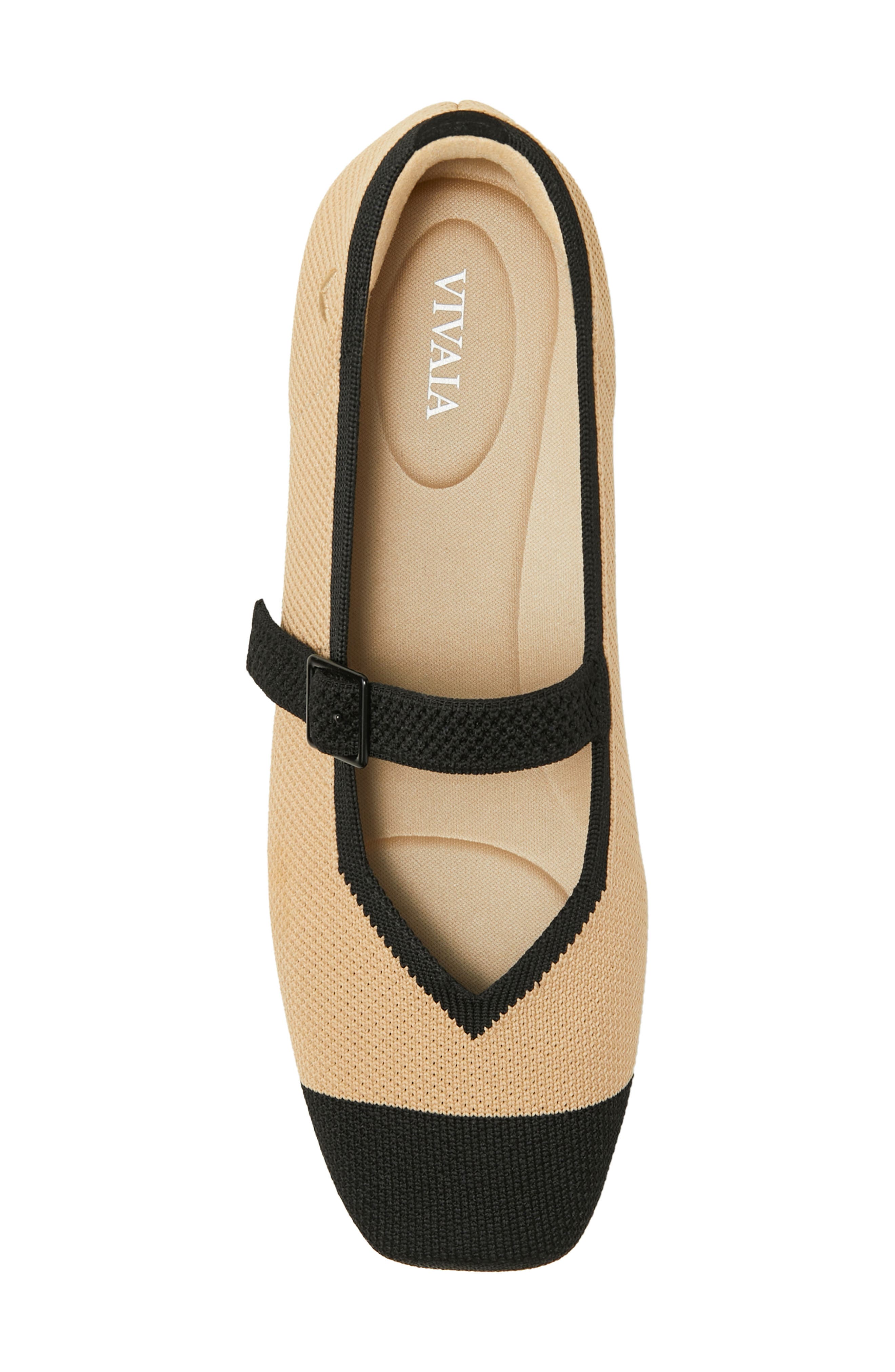 Margot Mary-Jane Square-Toe Ballet Flats, Alternate, color, NUDE PEACH AND BLACK
