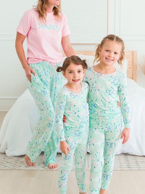 Rufflebutts Softsnooze Toddler Girls Ruffle Long Sleeve Pajama Set In Mint Meadow