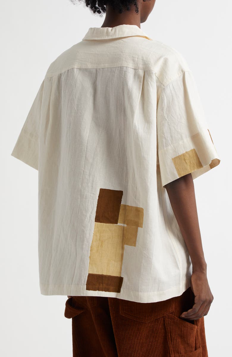 Story mfg. Greetings Cotton & Linen Button-Up Shirt, Alternate, color, 