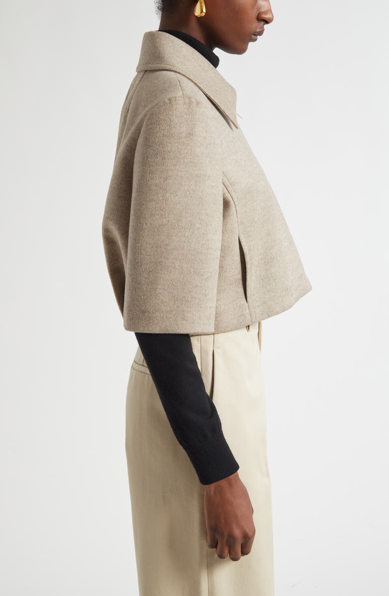 Bottega Veneta Wool & Cashmere Crop Jacket, Alternate, color, 2783 Sandshell Melange