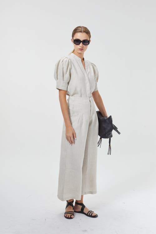 Lanhtropy Culotte Linen Pant In Natural