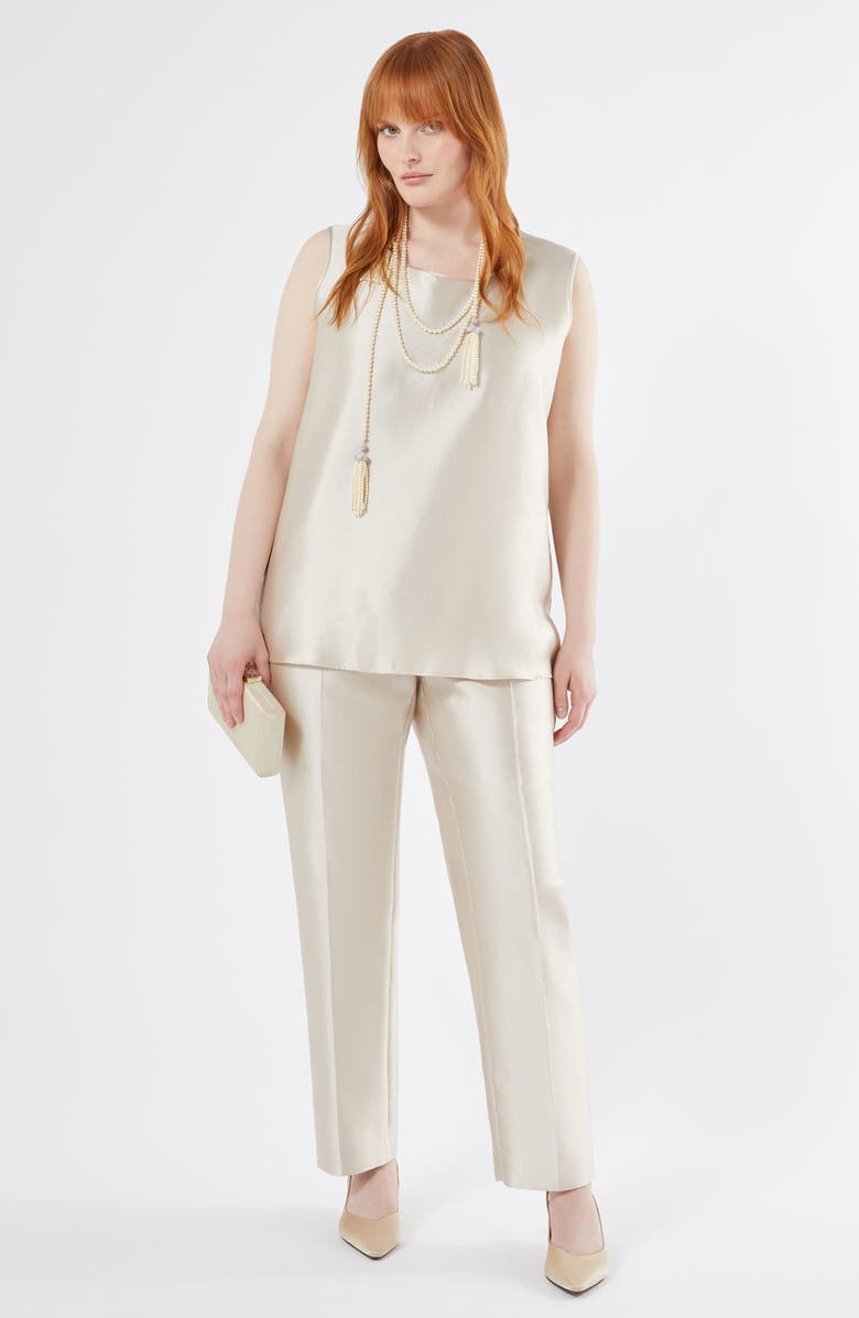 Marina Rinaldi Adito Silk & Cotton Pants, Alternate, color, Sand