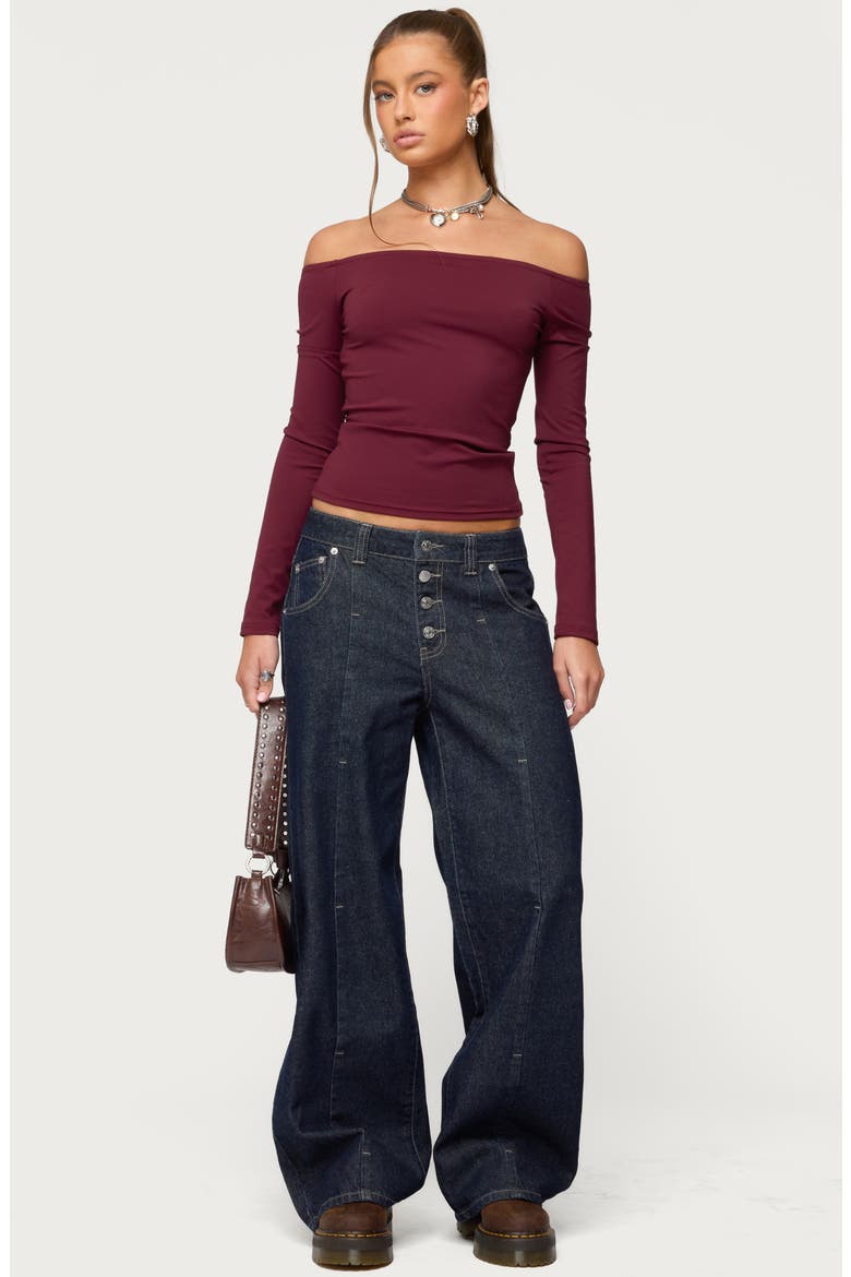 Katie Off the Shoulder Long Sleeve Top, Alternate, color, PURPLE