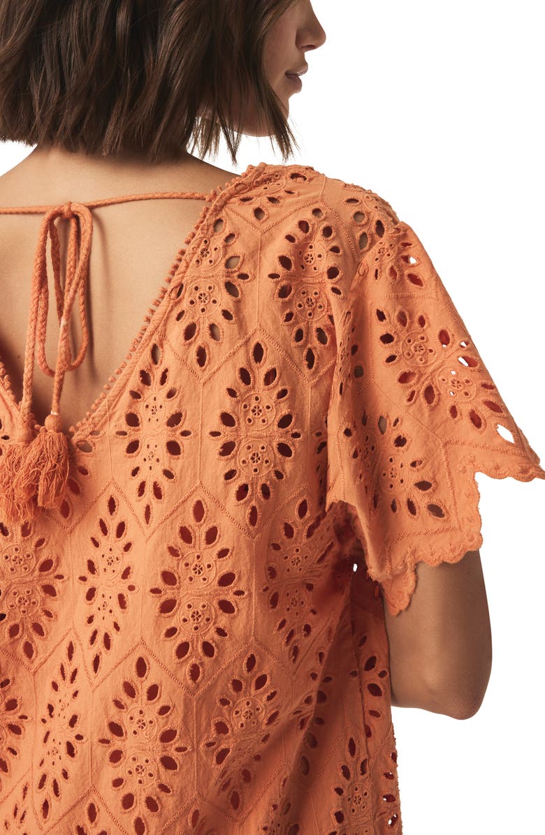 Splendid Cotton Eyelet Minidress, Alternate, color, Orange Tiger