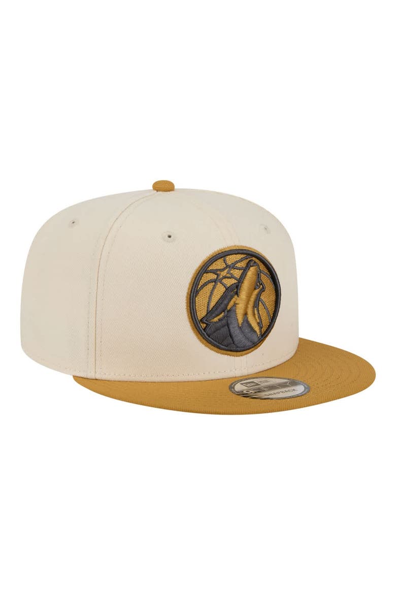 Men's New Era  Cream/Tan Minnesota Timberwolves Two-Tone Color Pack 9FIFTY Snapback Hat, Alternate, color, Cream