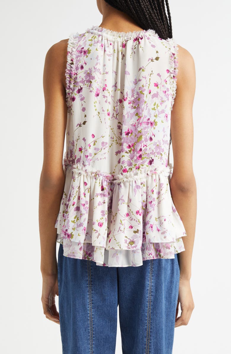 Cinq à Sept Midsummer Bloom Messina Sleeveless Peplum Top, Alternate, color, Ivory Multi