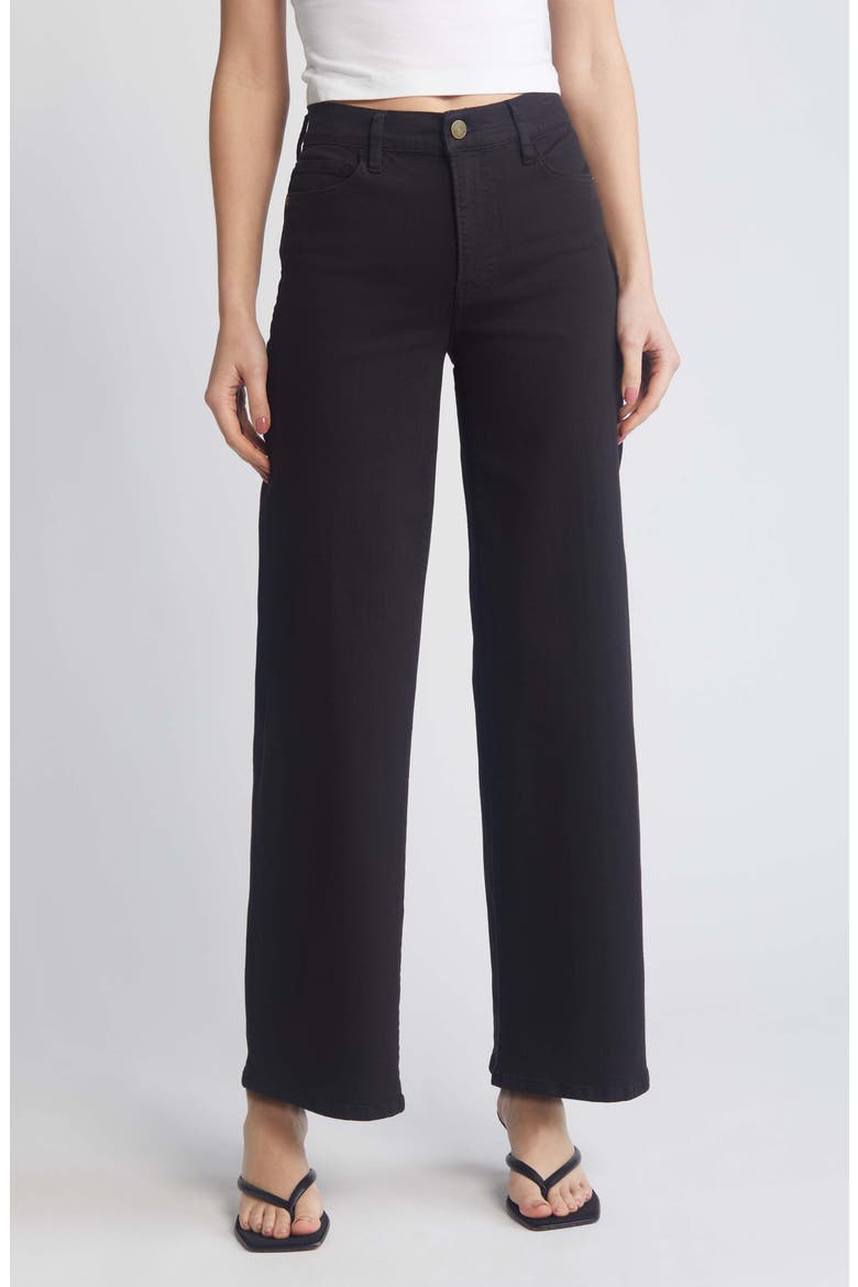 Le Slim Palazzo High Waist Wide Leg Jeans, Main, color, BLACK