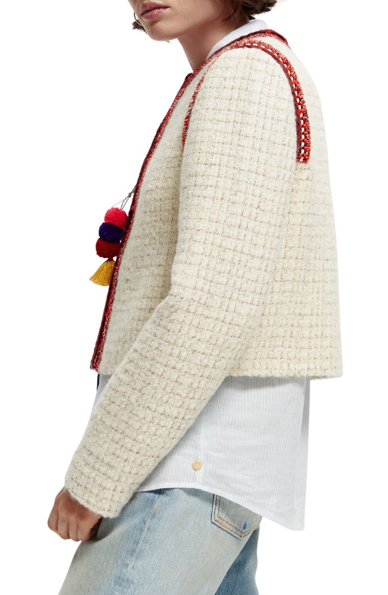 Scotch & Soda Wool Blend Crop Tweed Jacket, Alternate, color,