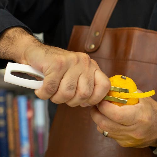 A Bar Above Gold Channel Knife, White Handle In White