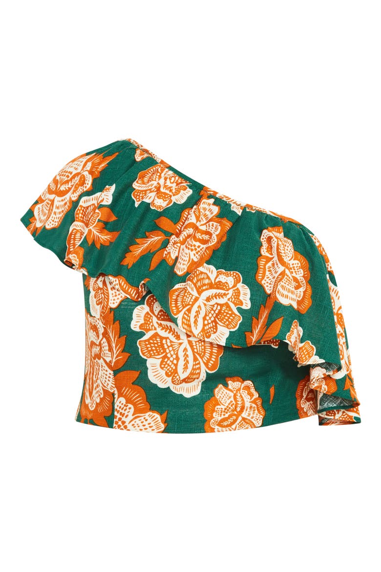 Runaway Bird Ruffle One-Shoulder Crop Top, Alternate, color, SUNDOWNER