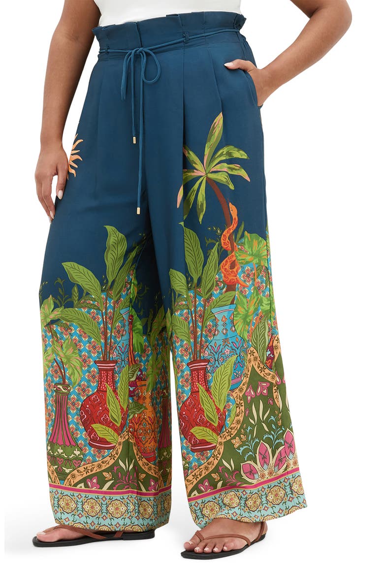Print Pleated Wide Leg Pants, Main, color, FOOLS PARADISE