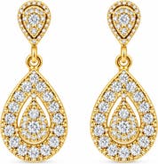 Bliss Diamond 1/2ct Diamond Pear Shape Dangle Earrings 5/8" Tall Screw Back