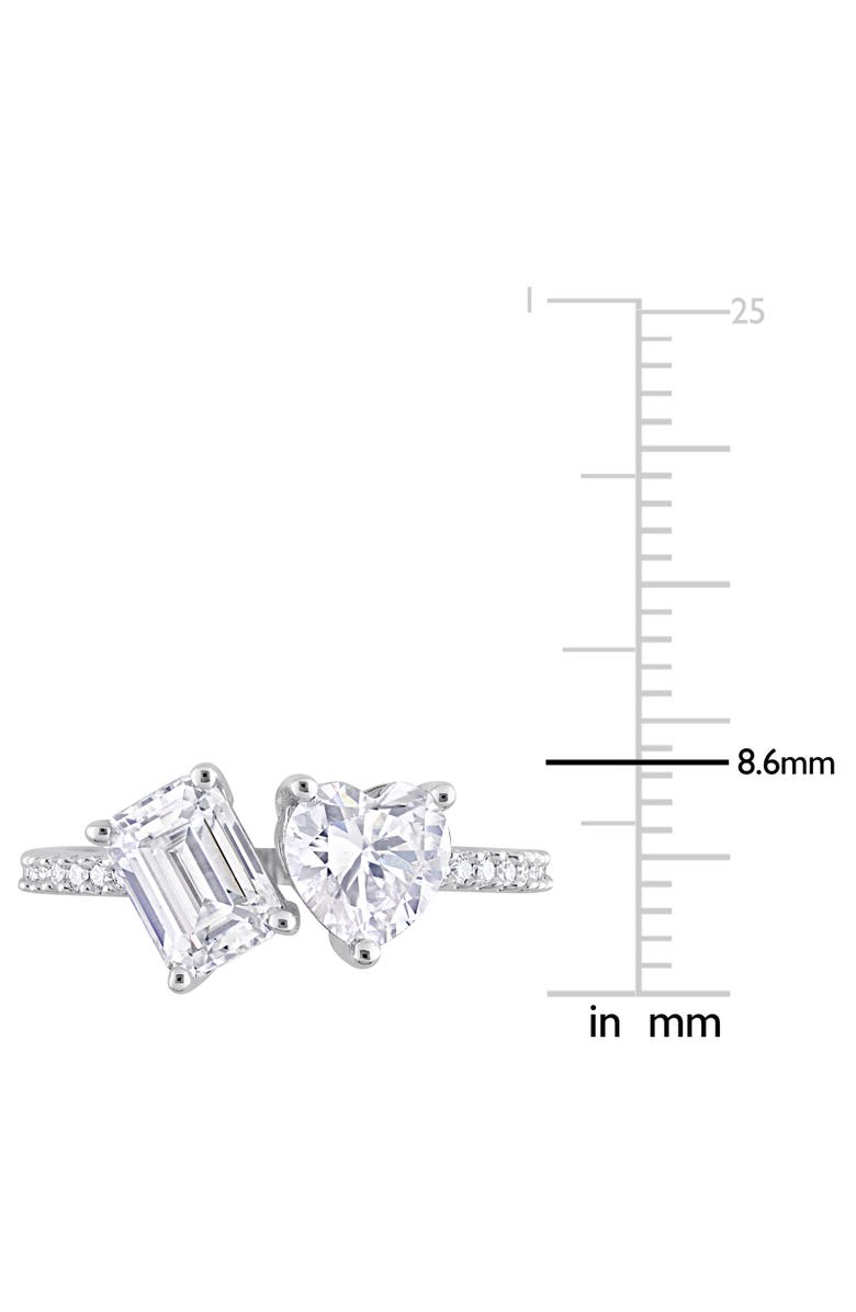 Julianna B. Moissanite 2-Stone Heart Ring Sterling Silver, Alternate, color,