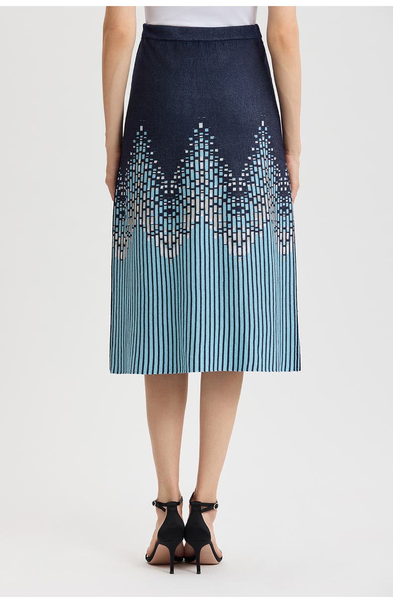 Ming Wang Flared Linear Ombre Soft Knit Midi Skirt, Alternate, color, Indigo/Limestone/Serene/White