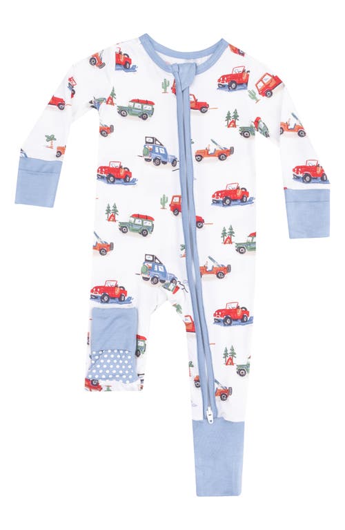 Angel Dear Off-road Adventure Print Convertible Zip Romper In Ivory