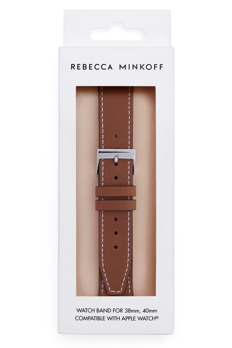 Leather Apple Watch® Strap, Alternate, color, SADDLE