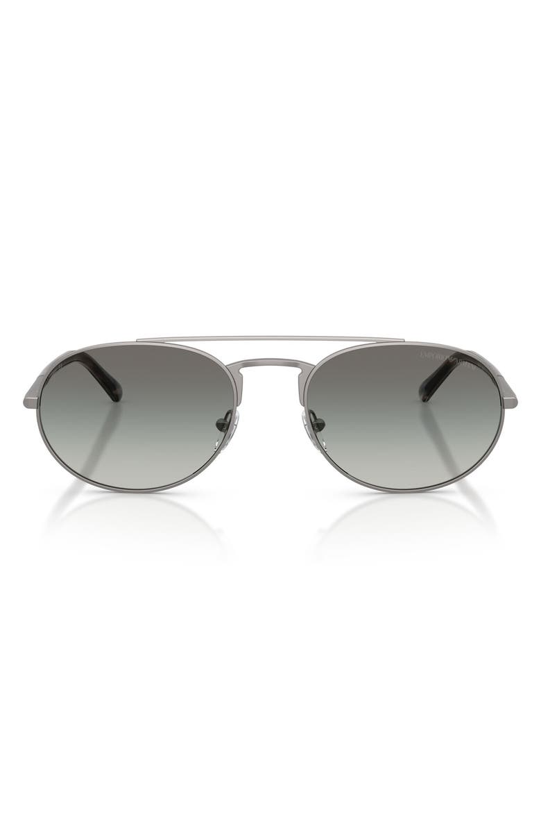 Emporio Armani 57mm Gradient Pilot Sunglasses, Main, color, Matte Gunmetal / Gradient Grey