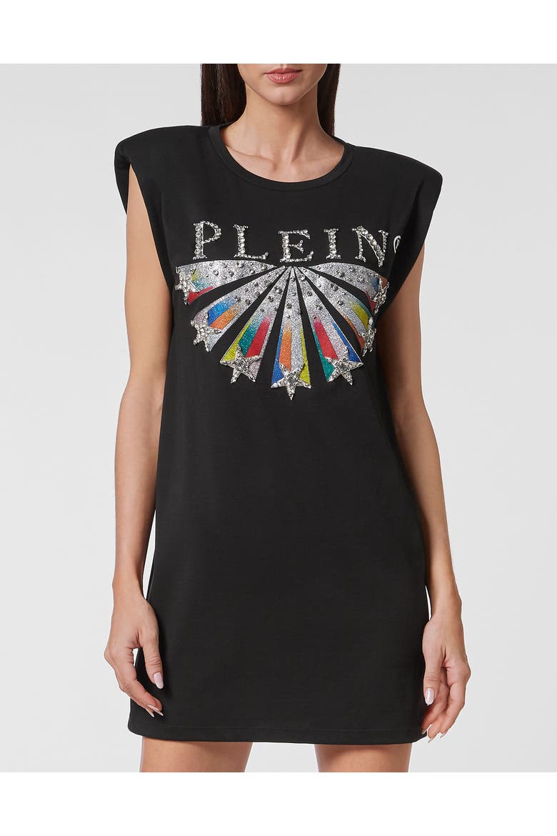 T-Shirt Dress Short Stars Women, Main, color, black