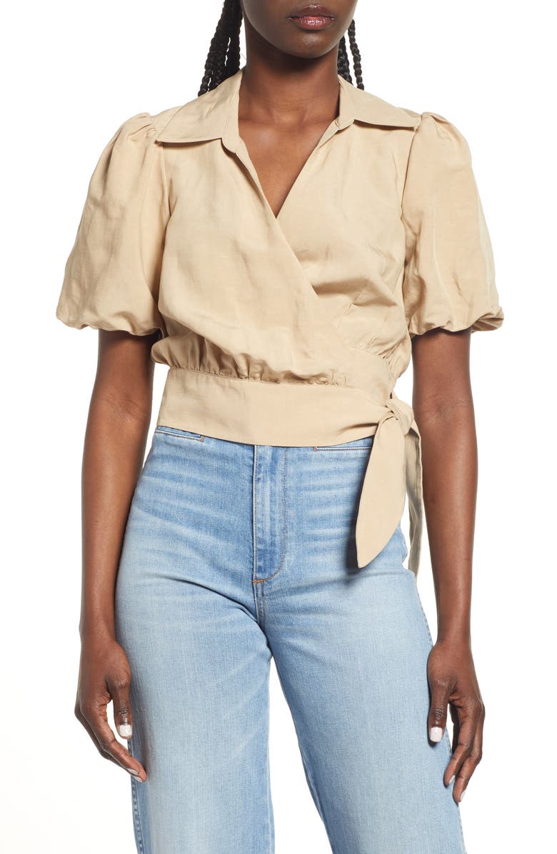 & Other Stories Puff Sleeve Wrap Top, Main, color, 