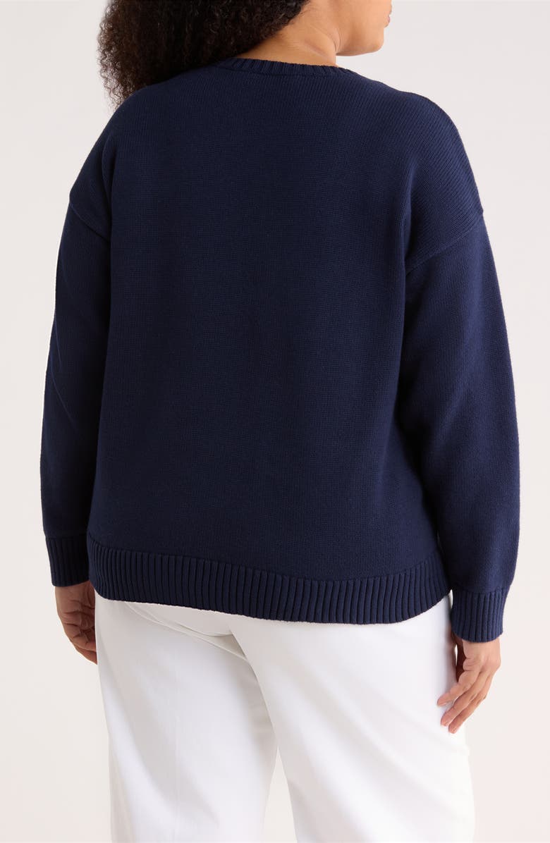 Lauren Ralph Lauren Dog Graphic Cotton Sweater, Alternate, color, Refined Navy Blue/ Multi