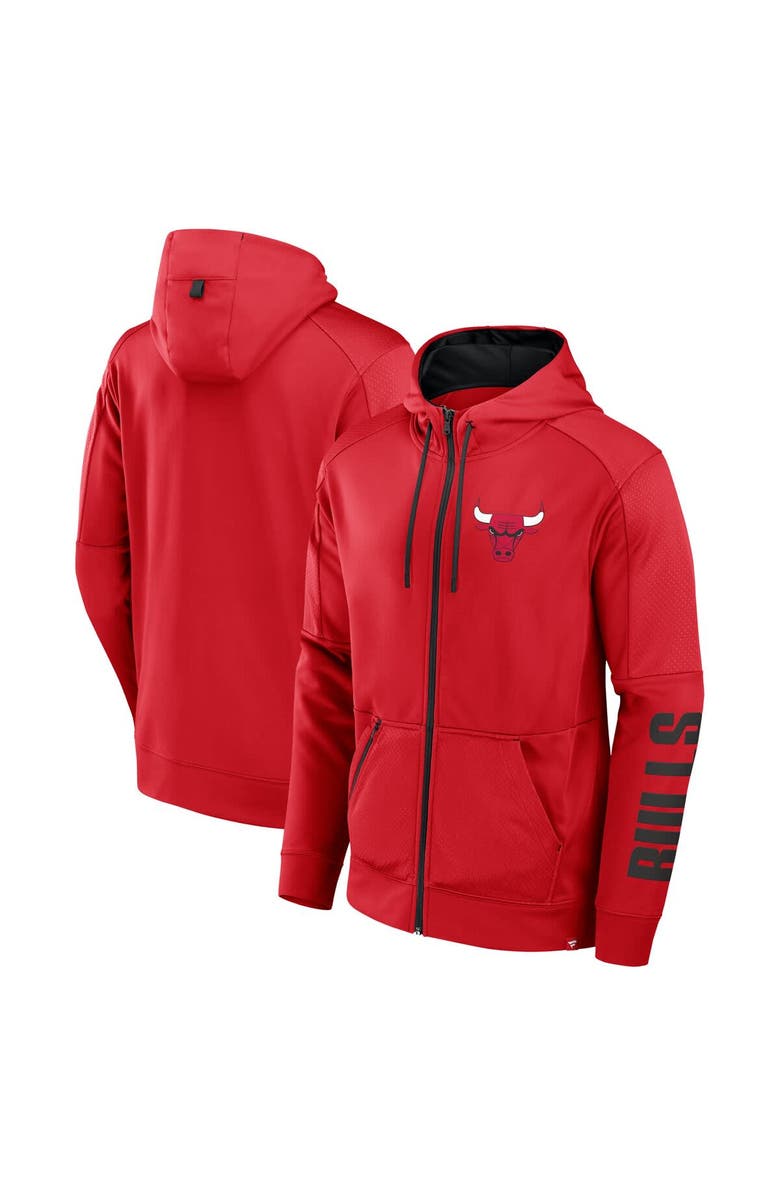 FANATICS Men's Fanatics Red Chicago Bulls Baller Defender Performance Full-Zip Hoodie, Main, color, Red