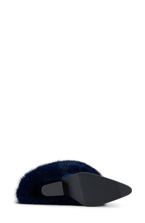 Azalea Wang Friata Faux Fur Western Boot In Blue