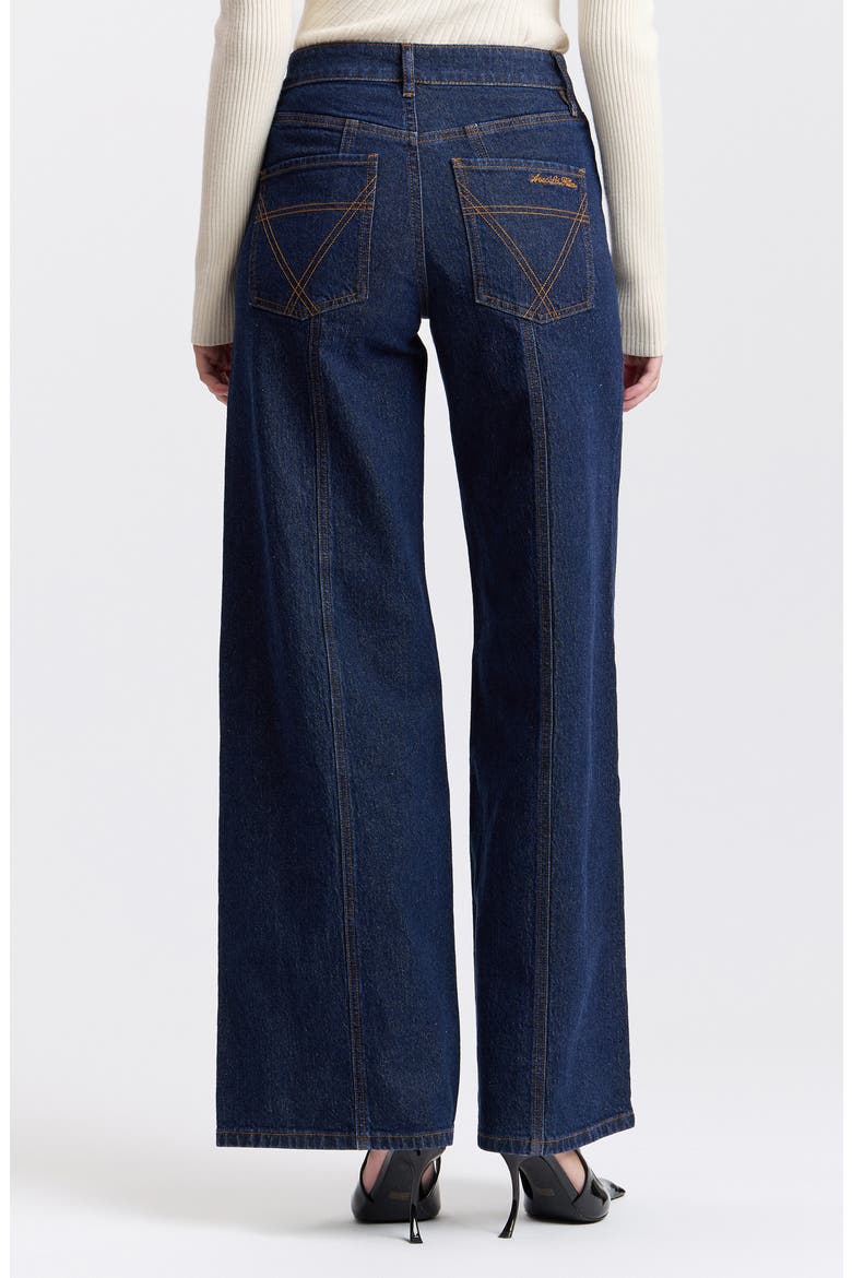 Hardware Detail High Waist Flare Jeans, Alternate, color, DARK RINSE WASH