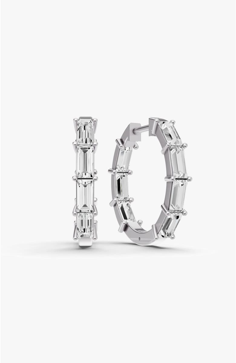 SEREIA OFFICIAL 14K Gold 2 ct Earrings Oval Fancy Hoops, Main, color, White Gold