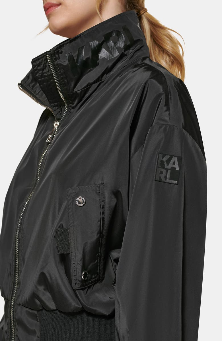 KARL LAGERFELD PARIS Raglan Sleeve Stand Collar Bomber Jacket, Alternate, color, 