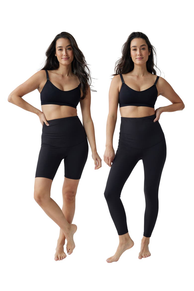 Postpartum Bike Shorts & Leggings Set, Alternate, color, BLACK/ BLACK