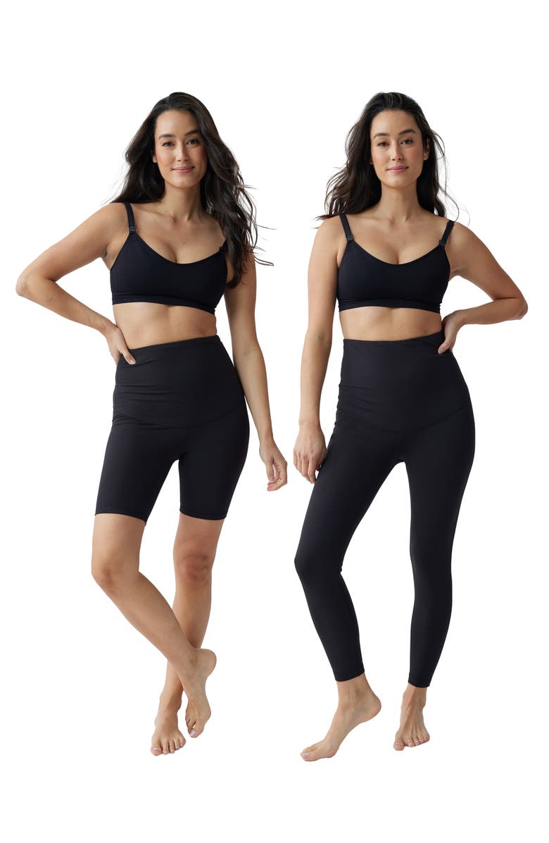 Ingrid & Isabel<sup>®</sup> Postpartum Bike Shorts & Leggings Set, Alternate, color,