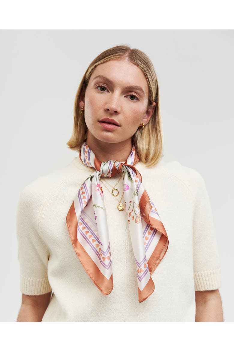 Penelope Medium Square Scarf, Alternate, color, Ivory & Purple