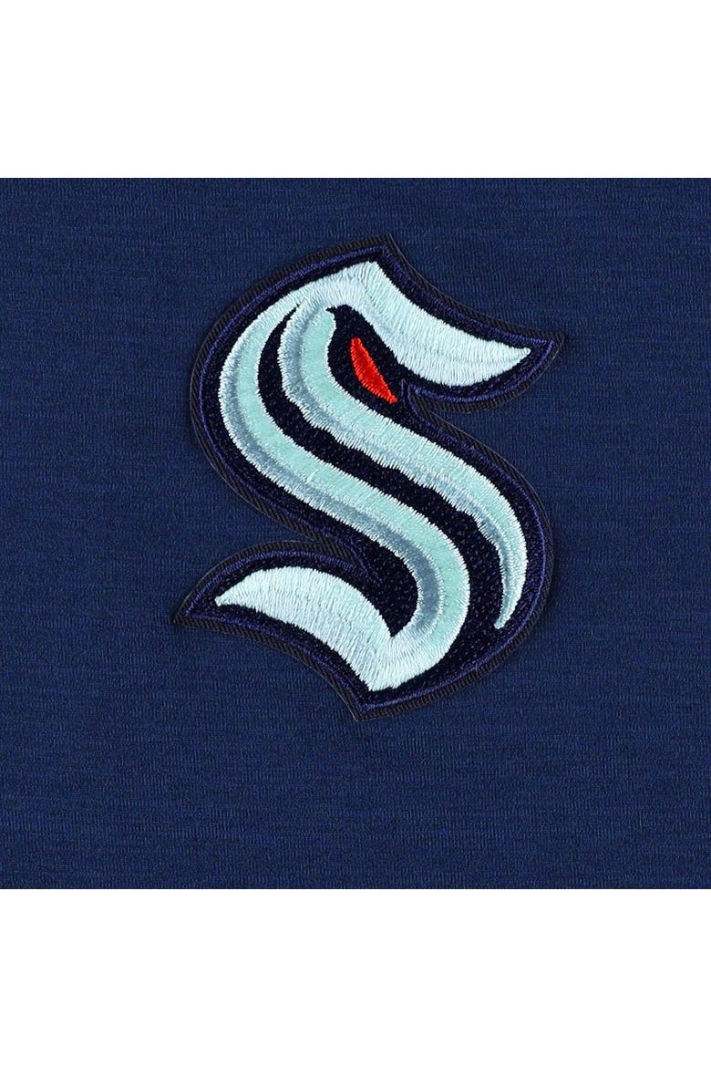 Men's Antigua Heather Navy Seattle Kraken Spikes Raglan Quarter-Zip Hoodie, Alternate, color, Heather Navy
