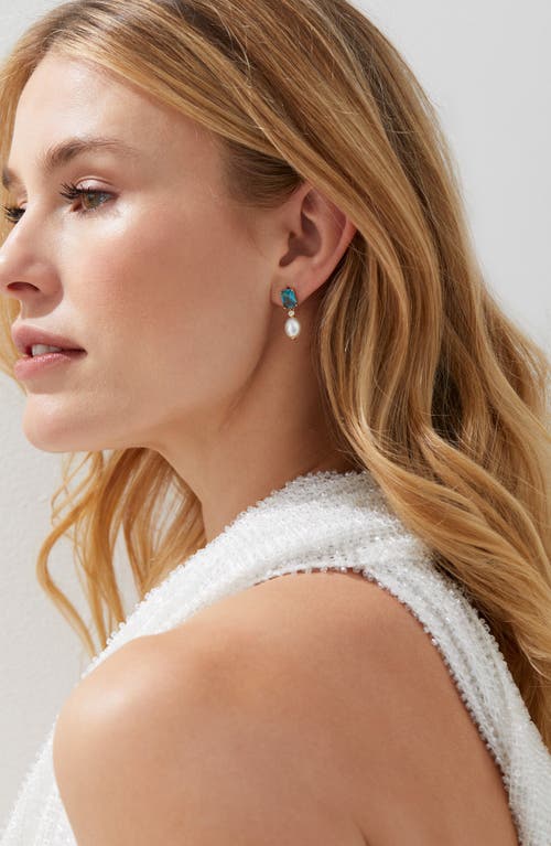 Nadri Blue Lagoon Cubic Zirconia & Freshwater Pearl Drop Earrings
