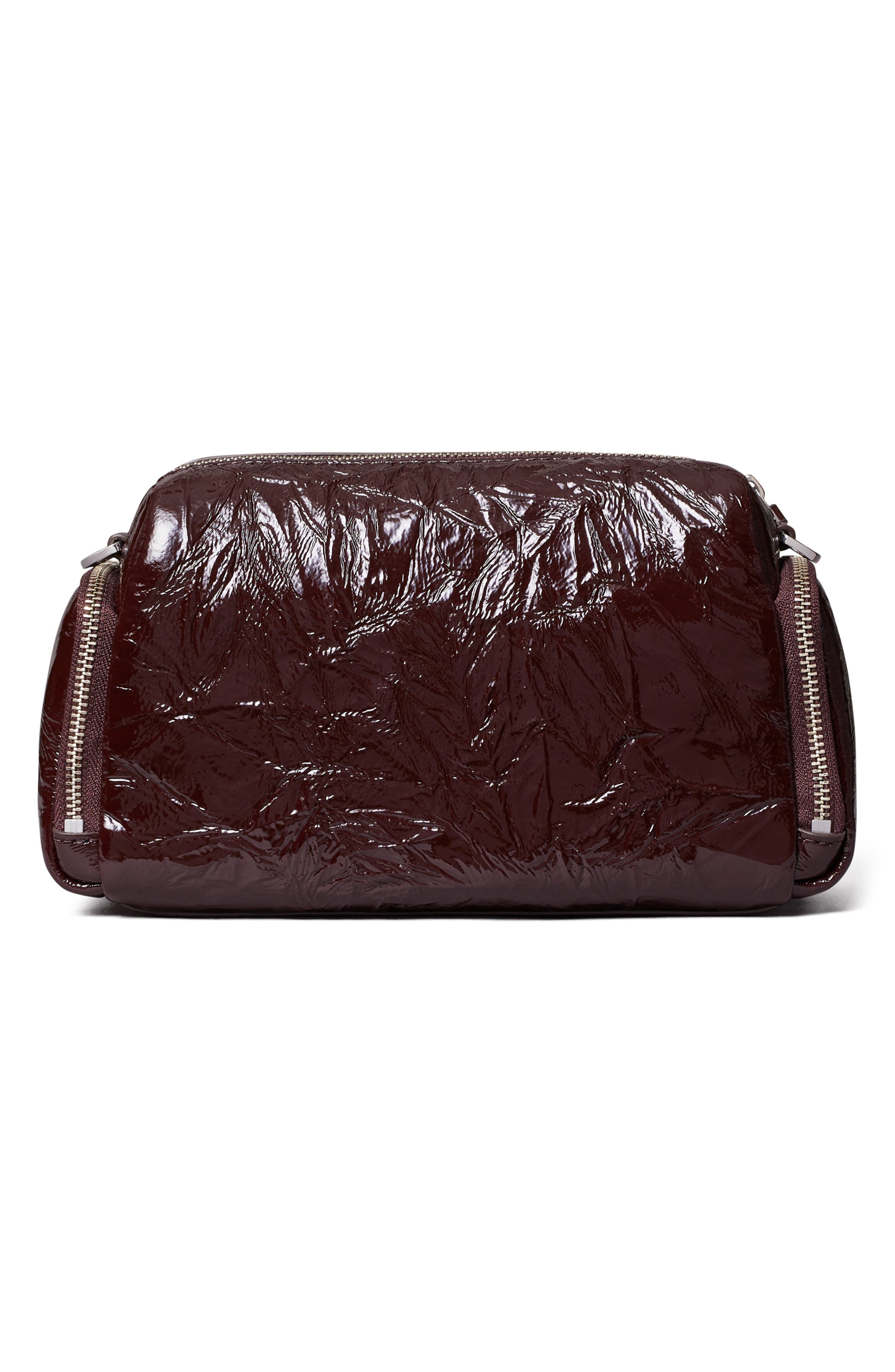 Perry Voyager Crinkled Patent Leather Crossbody Bag, Alternate, color, ALBAROSSA
