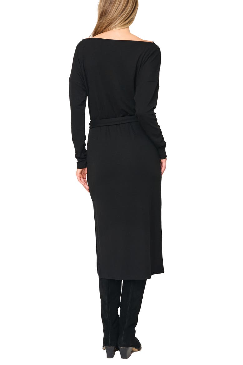 One-Shoulder Long Sleeve Midi Sweater Dress, Alternate, color, BLACK