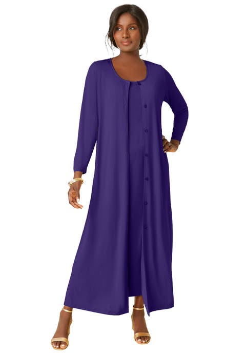 2-Piece Stretch Knit Duster Set (Plus)