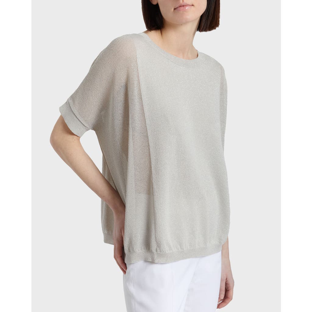 Santorelli Levi Short Sleeve Mesh Knit With Lurex In Beige