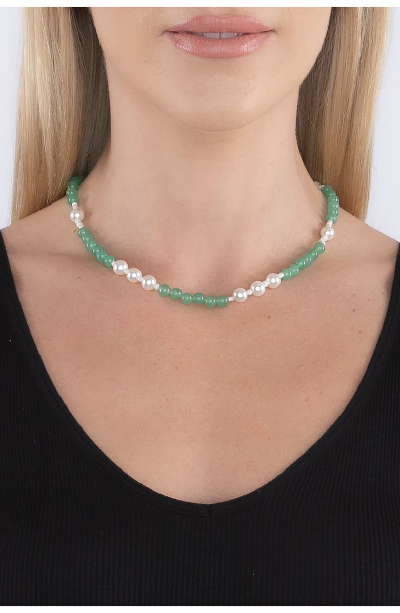 EYE CANDY LOS ANGELES Zoe Faux Pearl Necklace, Alternate, color, Green