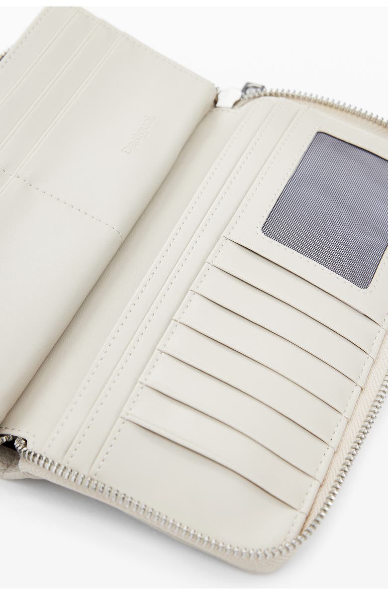 Desigual Embossed Faux Leather Long Wallet, Alternate, color, Light Gray