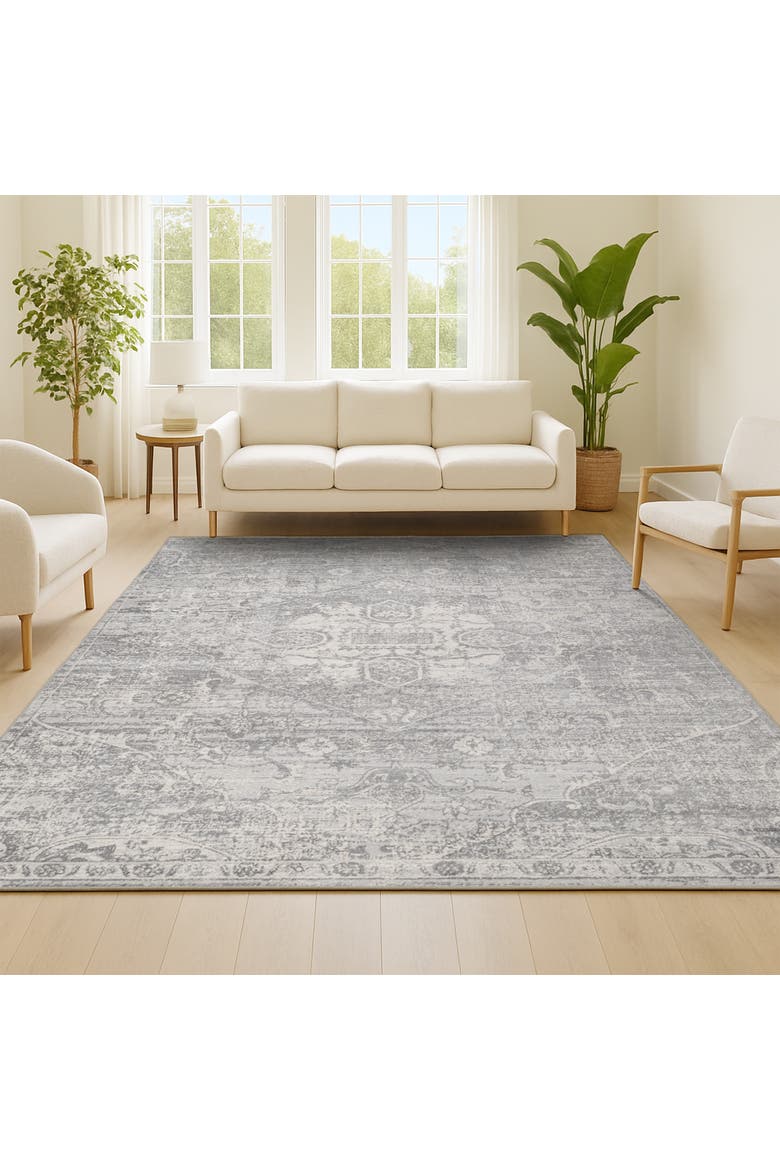 Modern Persian Vintage Medallion Area Rug, Alternate, color, Gray