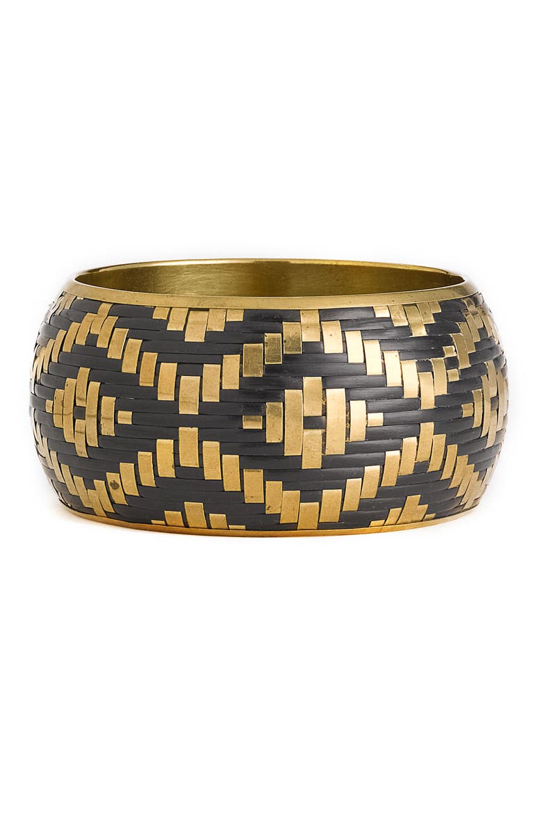 'Aztec Print' Woven Bangle, Main, color, Black