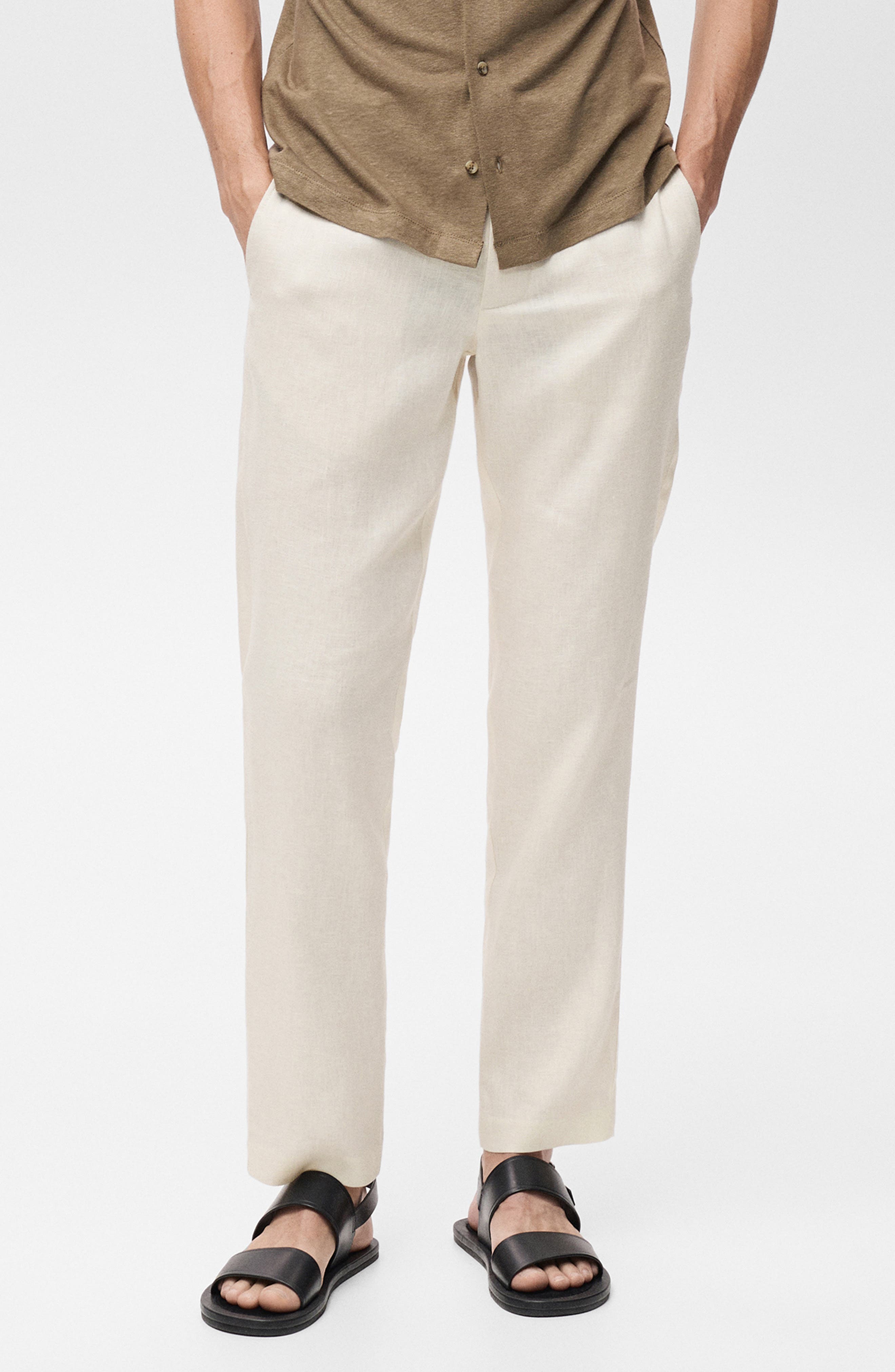 MANGO Slim Fit Linen Pants