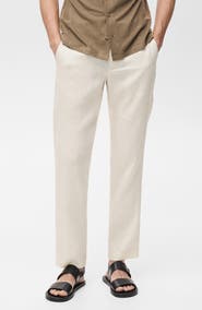 MANGO Slim Fit Linen Pants