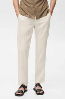 MANGO Slim Fit Linen Pants