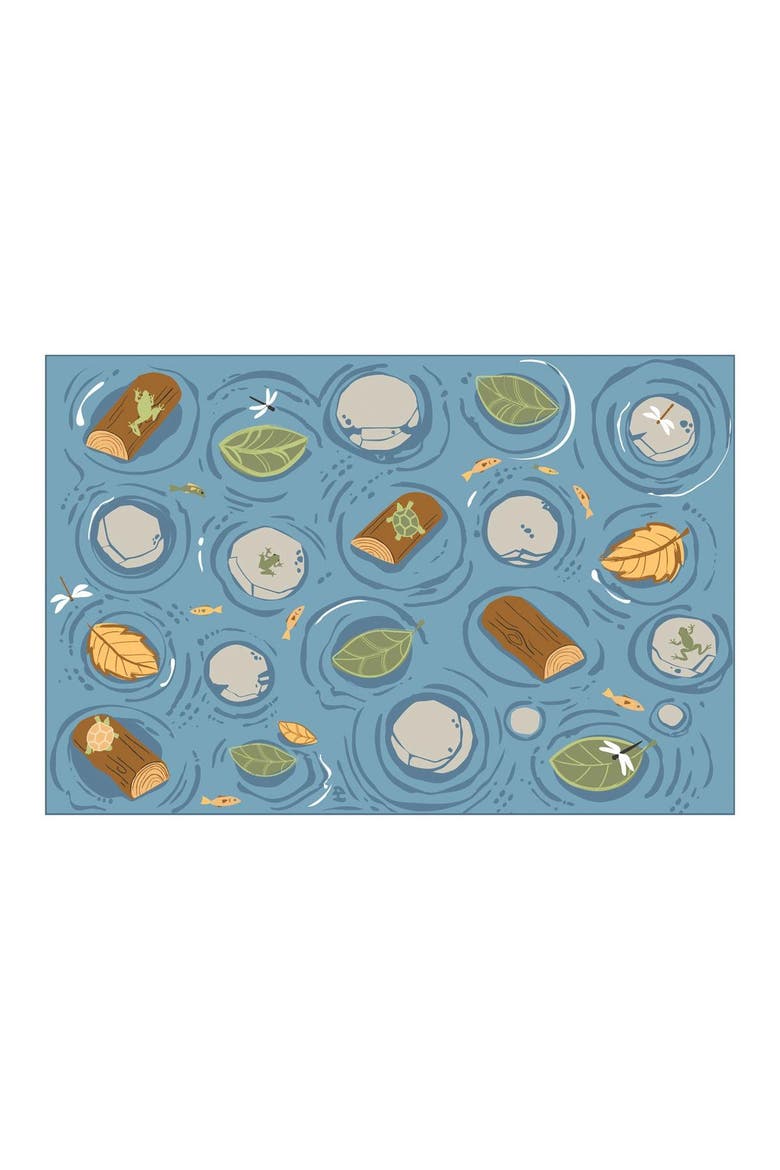 Seating Leaves, Rocks, and Logs Carpet - 6' x 9' Rectangle, Main, color, Blue