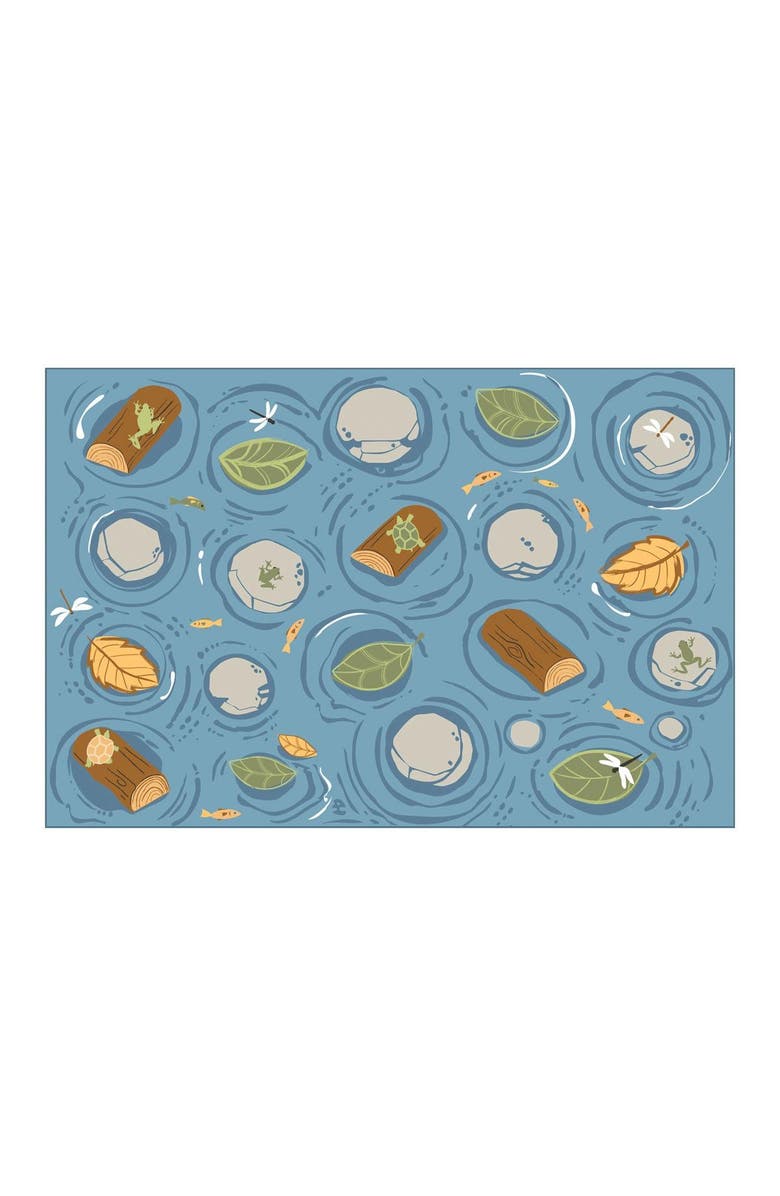 Kaplan Early Learning Company Seating Leaves, Rocks, and Logs Carpet - 6' x 9' Rectangle, Main, color, Blue