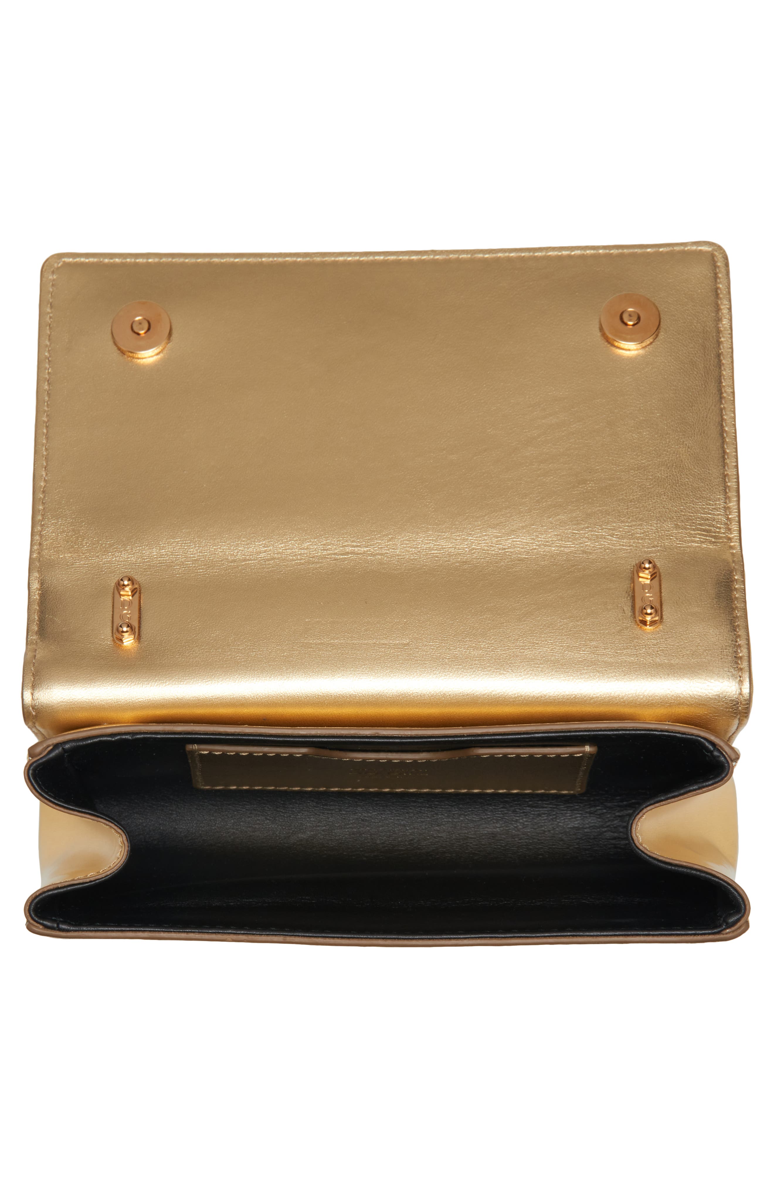 Dolce&Gabbana Logo Metallic Leather Crossbody Bag, Alternate, color, 