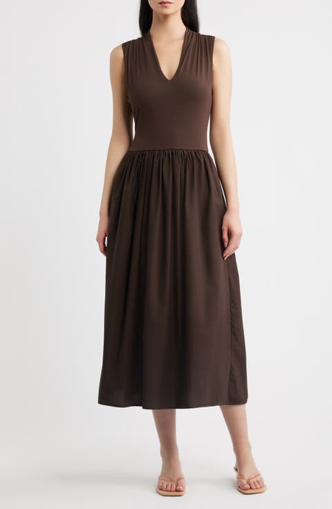 Winnie Mixed Media Midi Dress