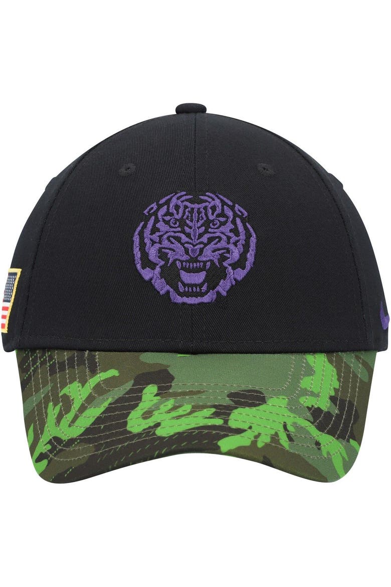 Men's Nike Black/Camo LSU Tigers Veterans Day 2Tone Legacy91 Adjustable Hat, Alternate, color, Black